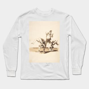 Three acrobats by Francisco Goya Long Sleeve T-Shirt